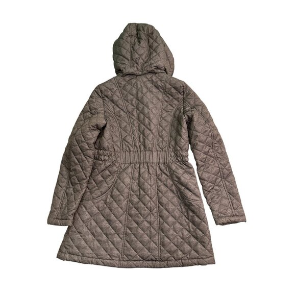 Liz Claiborne Womens Quilted Hooded Coat Faux Fur Lining Size S Gray Full Zip - Picture 4 of 8